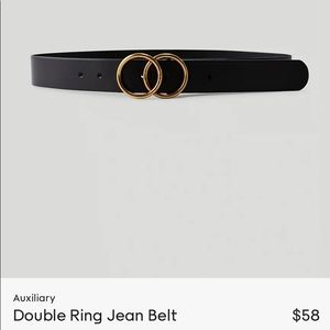 Aritzia Auxiliary black double ring leather belt.